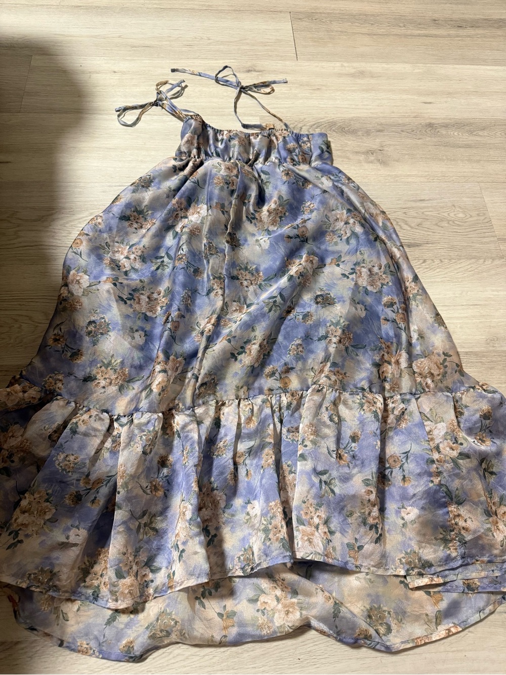 Wild Fable Organza Midi Babydoll Dress Blue Floral Vintage Style Women’s Size XS - Picture 8 of 8
